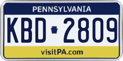 PA license plate KBD2809