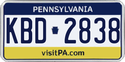 PA license plate KBD2838