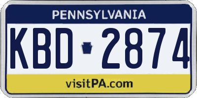 PA license plate KBD2874