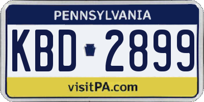 PA license plate KBD2899