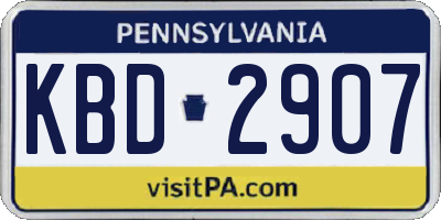 PA license plate KBD2907