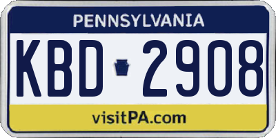 PA license plate KBD2908