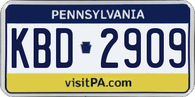 PA license plate KBD2909
