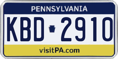 PA license plate KBD2910
