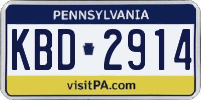 PA license plate KBD2914