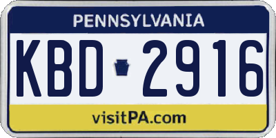PA license plate KBD2916
