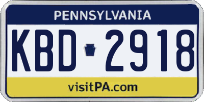 PA license plate KBD2918