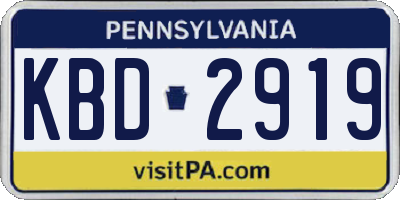PA license plate KBD2919