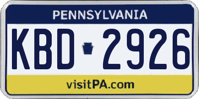 PA license plate KBD2926