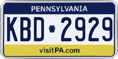 PA license plate KBD2929