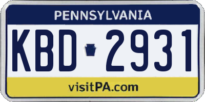 PA license plate KBD2931