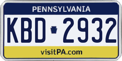 PA license plate KBD2932