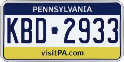 PA license plate KBD2933