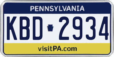 PA license plate KBD2934