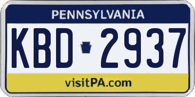 PA license plate KBD2937