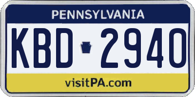 PA license plate KBD2940