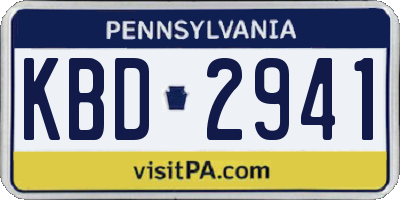 PA license plate KBD2941