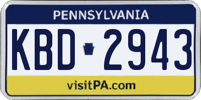 PA license plate KBD2943