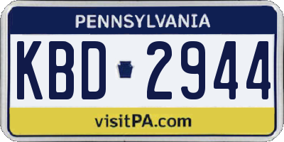 PA license plate KBD2944