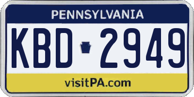 PA license plate KBD2949