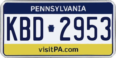 PA license plate KBD2953