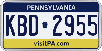 PA license plate KBD2955