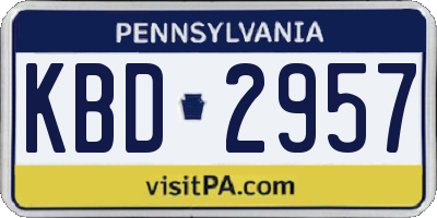 PA license plate KBD2957