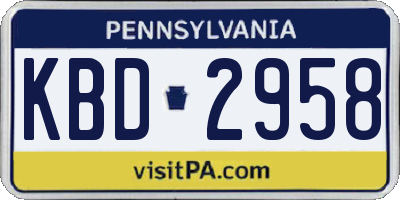 PA license plate KBD2958