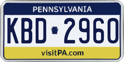 PA license plate KBD2960