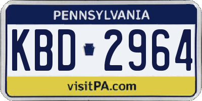 PA license plate KBD2964
