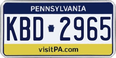 PA license plate KBD2965