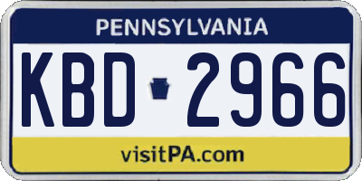 PA license plate KBD2966