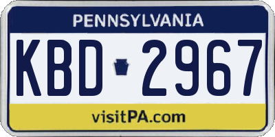 PA license plate KBD2967
