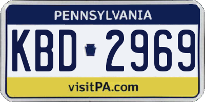 PA license plate KBD2969