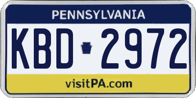 PA license plate KBD2972