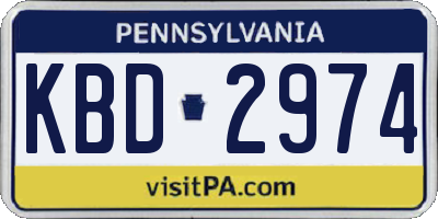 PA license plate KBD2974