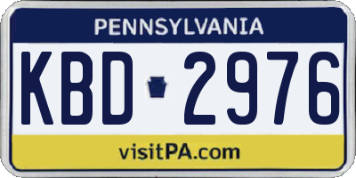 PA license plate KBD2976