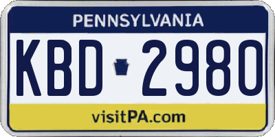 PA license plate KBD2980