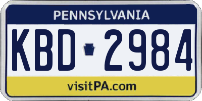 PA license plate KBD2984