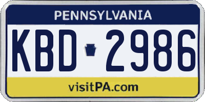 PA license plate KBD2986