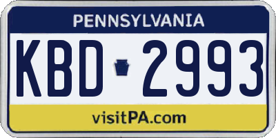 PA license plate KBD2993