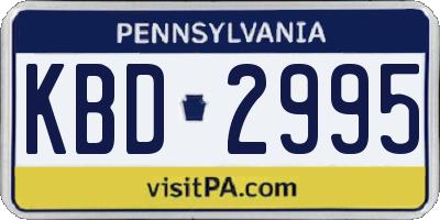PA license plate KBD2995