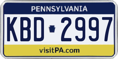 PA license plate KBD2997