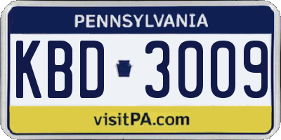 PA license plate KBD3009