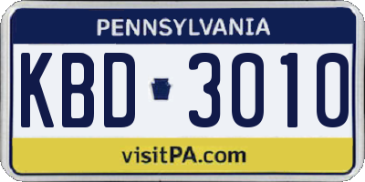 PA license plate KBD3010
