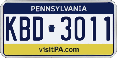 PA license plate KBD3011