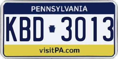 PA license plate KBD3013