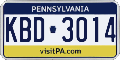 PA license plate KBD3014