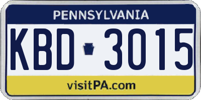 PA license plate KBD3015