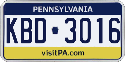 PA license plate KBD3016